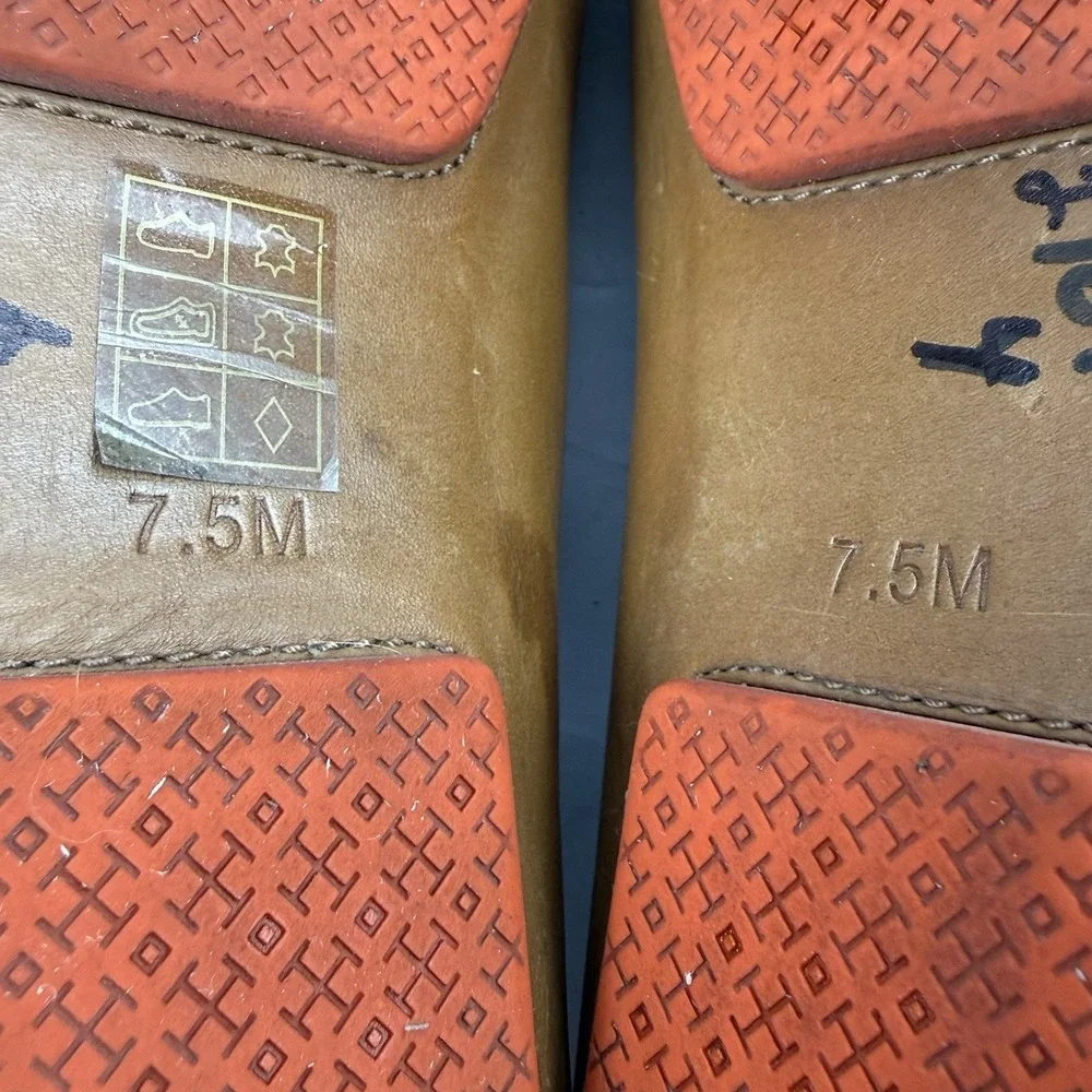 Tory Burch Ashby Shoes 7.5 Brown Soft‎ Leather Driving Moccasin Gold T Womens